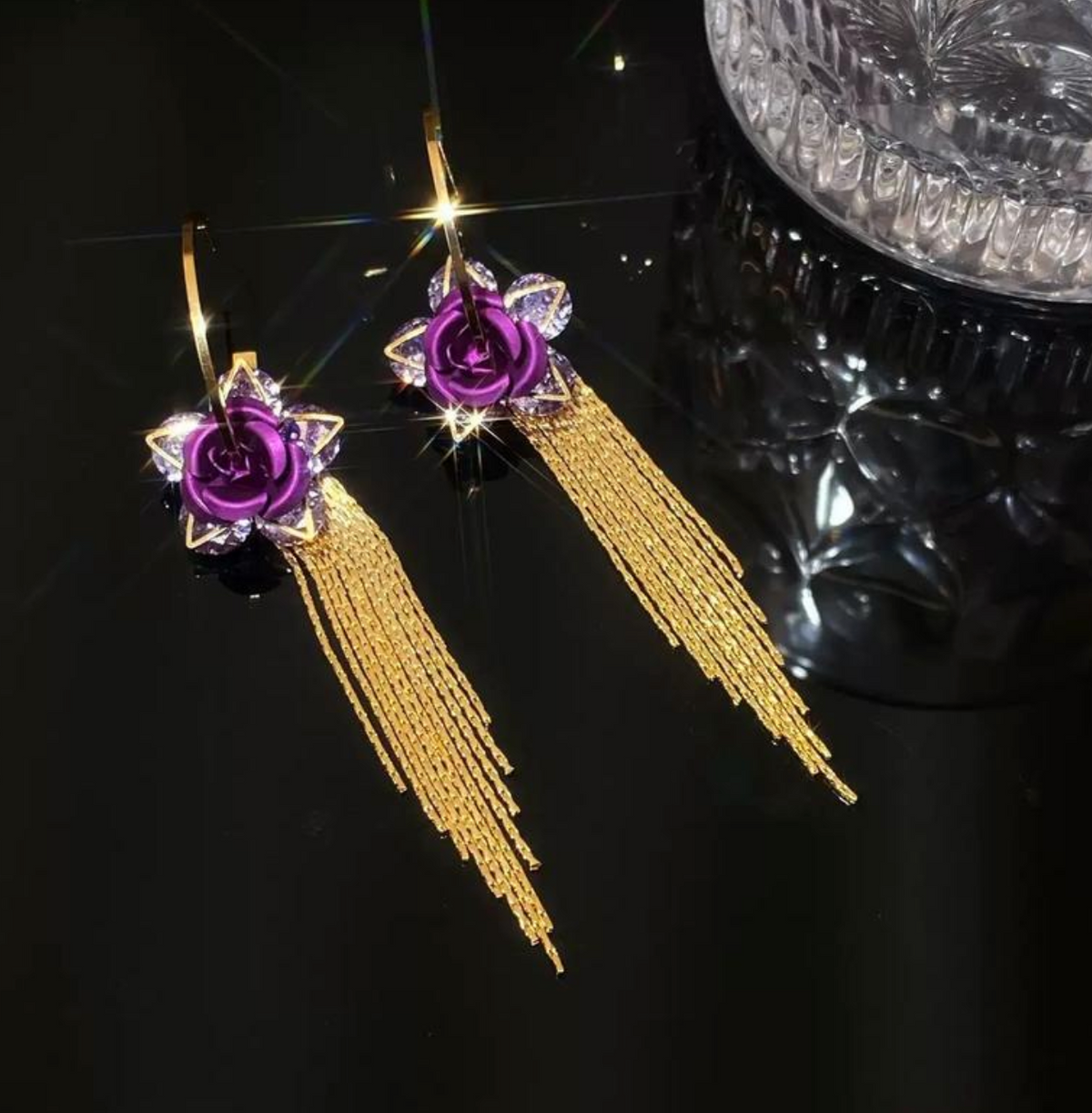 Boucles d'oreilles Lilas rose dorée – photo 2