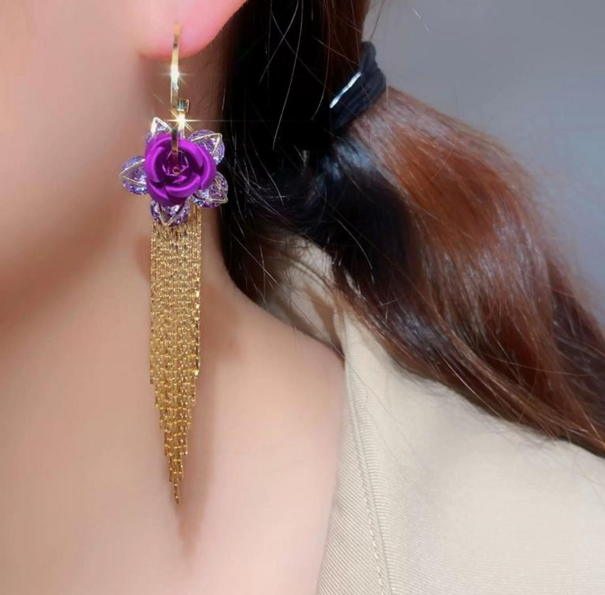 Boucles d'oreilles Lilas rose dorée – prix promo Maroc