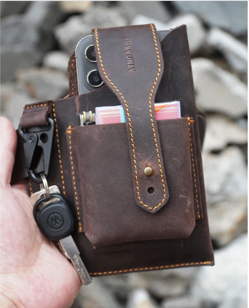 Pochette de ceinture en cuir avec porte-clés – photo 4