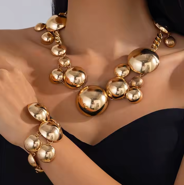 Parure collier et bracelet Sphère d'Or – prix promo Maroc