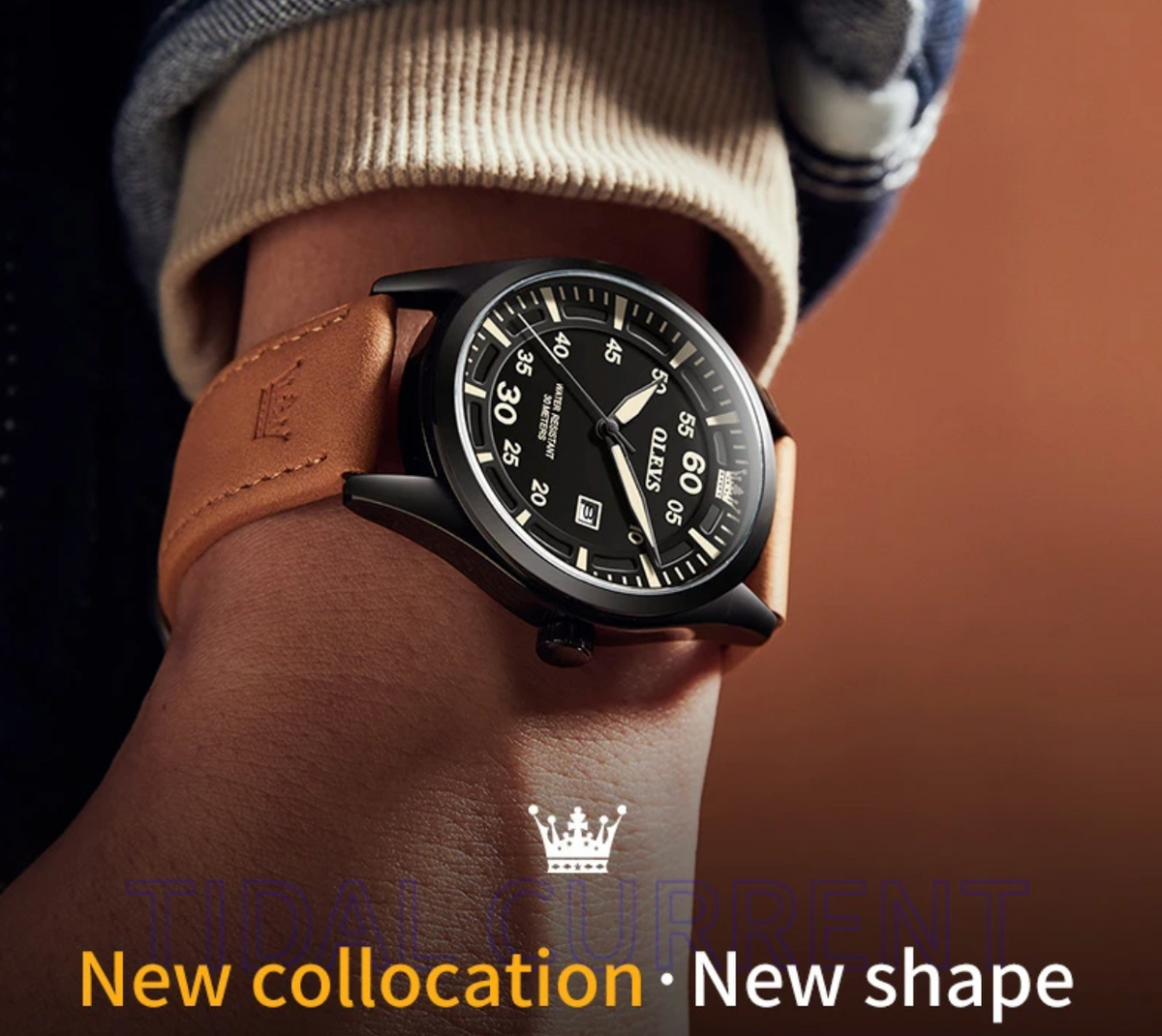 Montre homme Olves bracelet cuir – photo 2