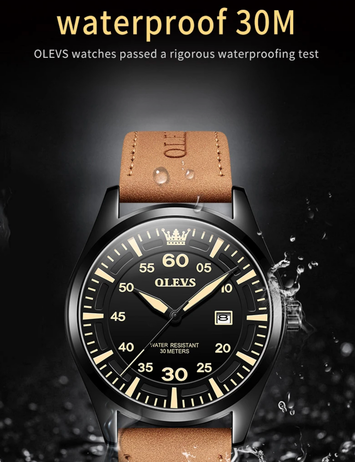 Montre homme Olves bracelet cuir – photo 4